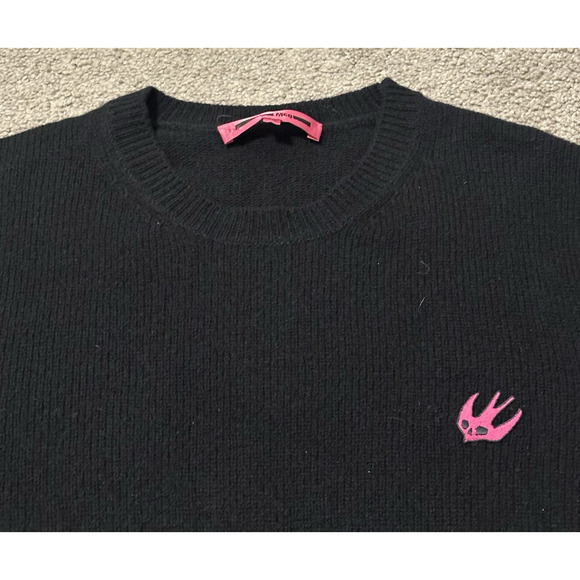 Alexander McQueen MCQ Men M Sweater Wool Cashmere Knit Pink Swallow Black NWT - Picture 3 of 11